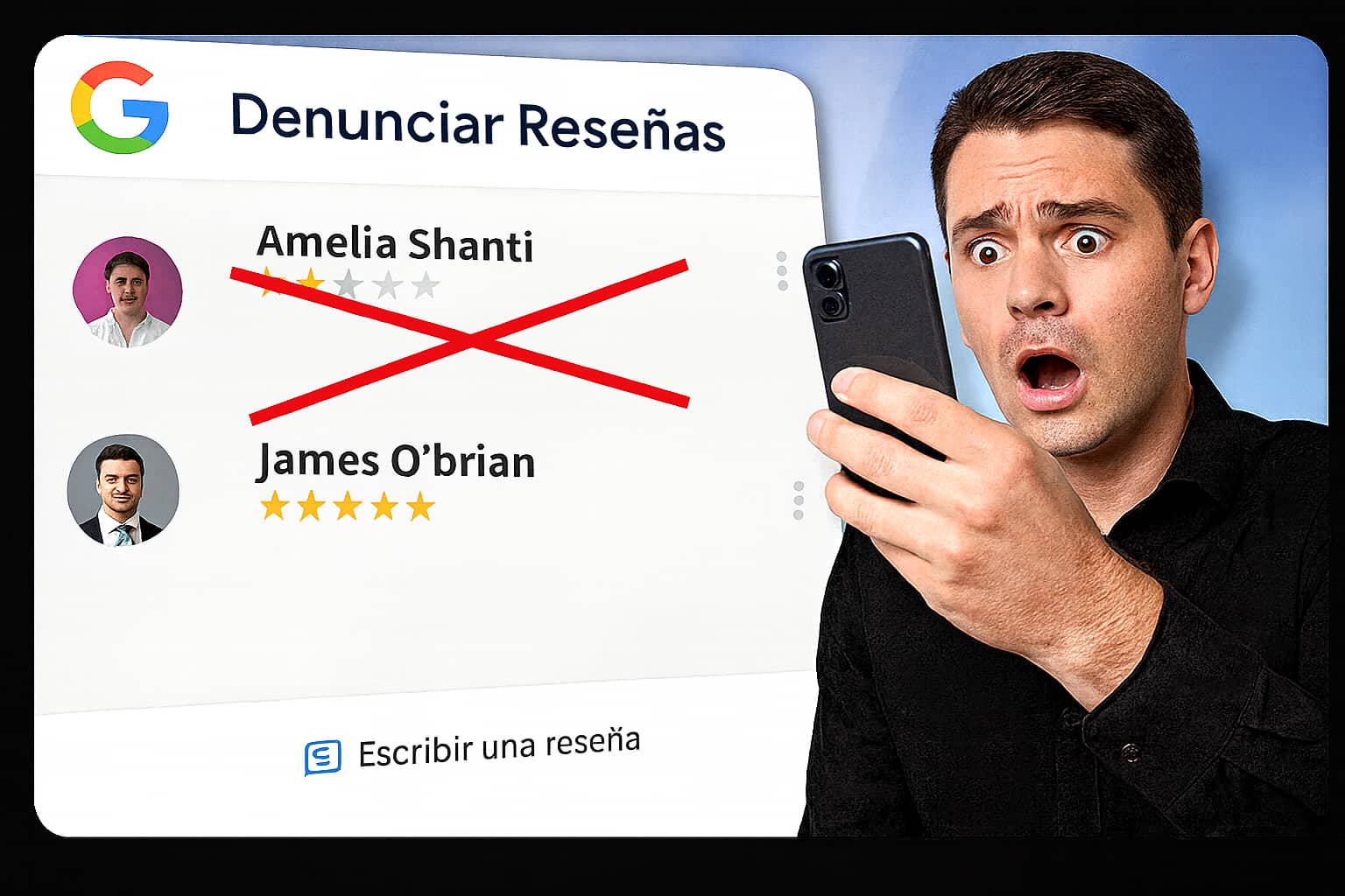 denunciar reseñas falsas google